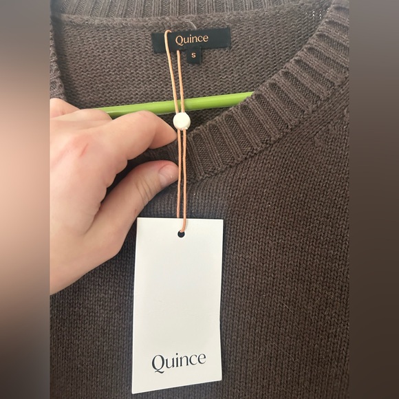 NWT Quince 100% Organic Cotton Boyfriend Crew Sweater - Small - Heather Brown - Picture 8 of 8